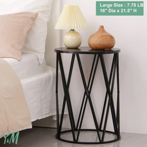 Y&M Set Of 3 Nesting Metal Round Coffee Table, Side Table End Table For Indoor Outdoor Multifunctional Use,Heavy Duty Metal Plant Stand Decorative Garden Stool- Black(Ship From US) - Image 3