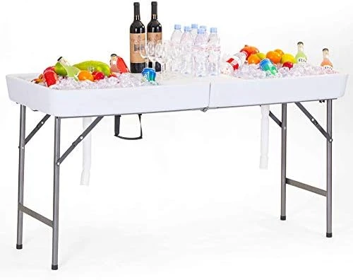 Modern Home 4' Portable Folding Party Ice Bin Table With Skirt - Black - Image 8
