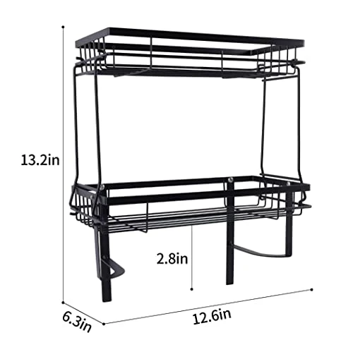 Petisal Over The Toilet Storage, 2-Tier Bathroom Organizer Shelves, Multifunctional Toilet Rack,Space-Saving Storage,Bathroom Decor,Bathroom Furniture(Black) - Image 2