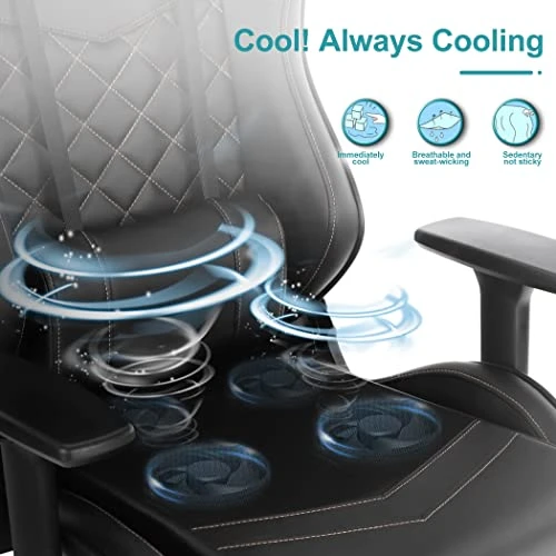 Blue Whale Heavy Duty Gaming Chair With Air-Cooling System, 350LBS Reinforced Nylon Base, High Back Racing Computer Chair With Adjustable Linked Armrest, PU Leather Ergonomic Office Chair - Image 2