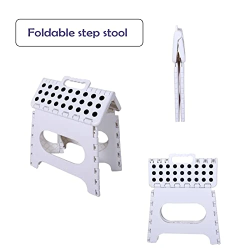Fisiei Step Stool,Step Stools For Adults,Folding Step Stool,Folding Stool,Foldable Stool,Small Step Stool For Kitchen,Bathroom,Living Room,Bedroom, Office, Etc.(White, 13inch) - Image 3