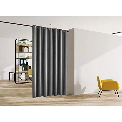Blackout Room Divider Panel Privacy Partition Heavyweight Premium Fabric Thermal Insulated, Grommet Top, 48" Wide X 84" Tall, Grey Color - Image 2