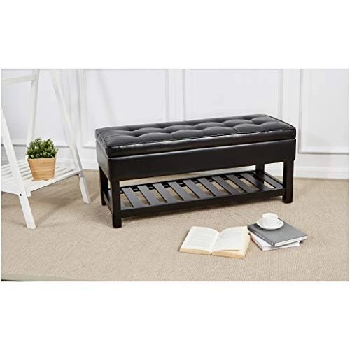 FIRST HILL FHW Ottoman Bench Storage, 43.5 By 17 By 18.1 Inches (LxWxH), Black - Image 2