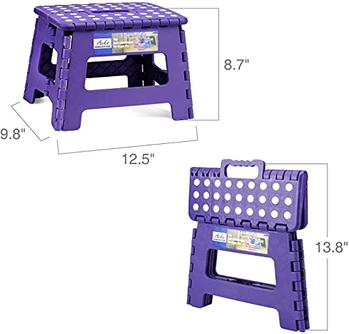 ACSTEP Acko Folding Step Stool Portable Collapsible Plastic Step Stool,9 Inch Foldable Step Stool,Non Slip Folding Stools For Kitchen Bathroom Bedroom (Purple) 2 Pack - Image 4