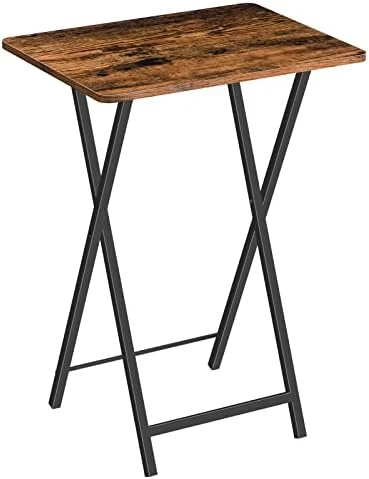 HOOBRO Portable TV Trays Set Of 2, Folding TV Dinner Tables, TV Tray Tables For Small Space, Dining Trays For Eating At Couch And Bed, Easy Assembly, Space Saving, Rustic Brown And Black BF20BZP201 - Image 5