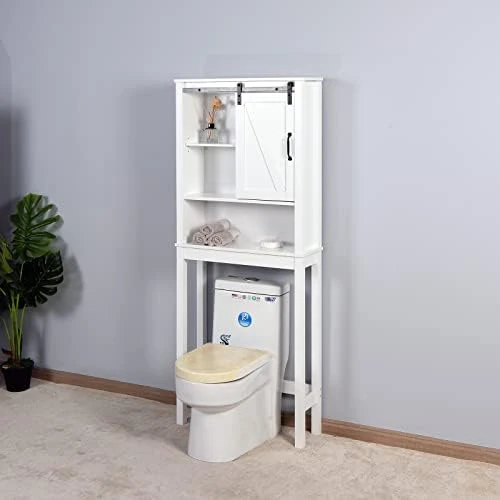 Over The Toilet Storage, 3 Tier Over Toilet Bathroom Organizer With 2 Open Shelves And 1 Cabinet, Above Toilet Storage Cabinet With 2 Doors, Bathroom Space Saver For Restroom (Gray, 24.8"x7.8"x76.8") - Image 11