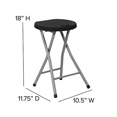 EMMA + OLIVER 2 Pack Foldable Portable Stool With Black Plastic Seat And Titanium Gray Frame - Image 4