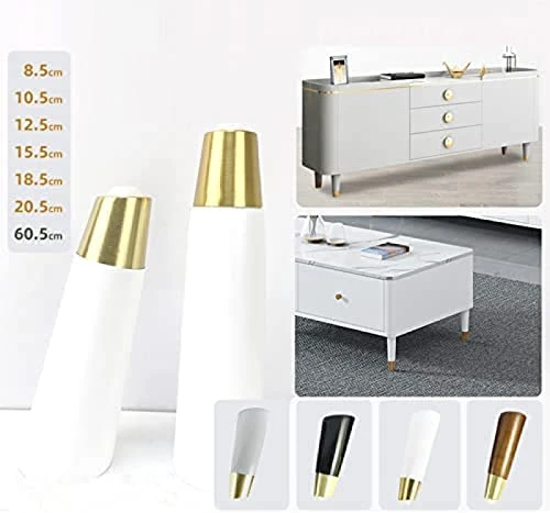 Set Of 4 Sofa Furniture Furniture Legss,Oblique Tapered,Oak Cabinet With Mounting Plate And Screws, Sofa,Coffee Table,Chair,Wardrobe,Bedside Ta Kaihangwang (Color : White, Size : 15.5cm/6.1in) - Image 4