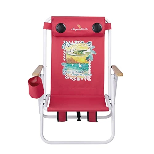Margaritaville Folding Chair With Wireless Speakers, Beach Chair With Waterproof Wireless Speakers, 5 Hour Playback Time, 20 Foot Bluetooth Range, Cup Holder, Backpack, Padded Head And Neck Rest - Image 3