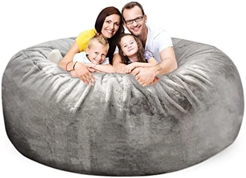 HWIVGKU Bean Bag Chairs, Giant Bean Bag Chair For Adults, 4ftbean Bag CoverComfyBean Bag Bed (No Filler, Cover Only) Fluffy Lazy Sofa (Light Grey), 4ft(120 * 65cm) - Image 12