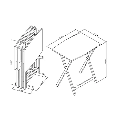 GENERIC 5pc XL Oversized Tray Table Set, Rustic Grey - Image 5