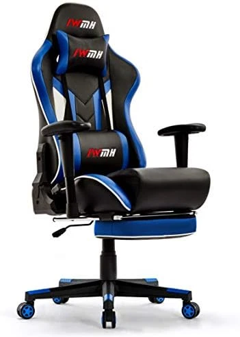 IWMH Gaming Chair, Racing Ergonomic Office Computer Chair With Footrest, High Back Reclining Desk Chair, Adjustable Leather Gamer Chair With Headrest And Lumbar Support, Gray - Image 6