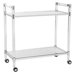 Safavieh Home Collection Duval Acrylic Trolley Bar Cart, Clear/Silver