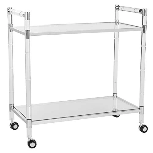 Safavieh Home Collection Duval Acrylic Trolley Bar Cart, Clear/Silver