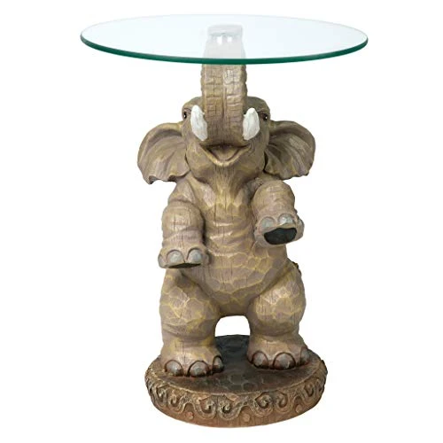 Design Toscano Good Fortune Elephant Glass-Topped Table, 16" Diameter X 21½" High - Image 3