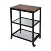 AZL1 Life Concept Industrial Serving, 3-Tier End Table On Wheels With Storage For Living Room, Wood Look Accent Furniture With Metal Frame,Rustic Brown1