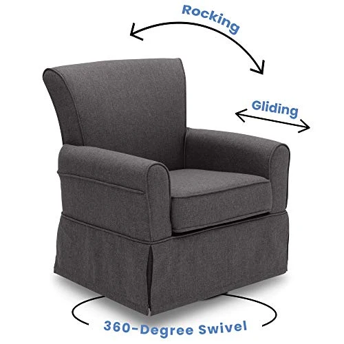 Delta Children Upholstered Glider Swivel Rocker Chair, Charcoal - Image 3
