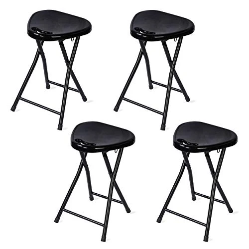 Atlantic 4 Pack Folding Stool With Handle, Black - Image 2