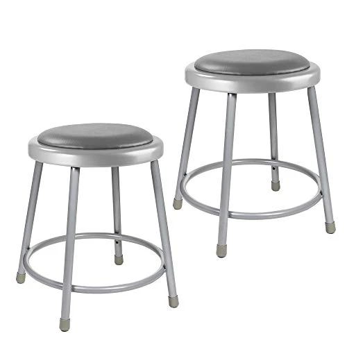 OEF Furnishings (2 Pack) Grey Vinyl Padded Stool, 18" High OEF6418/2 - Image 9