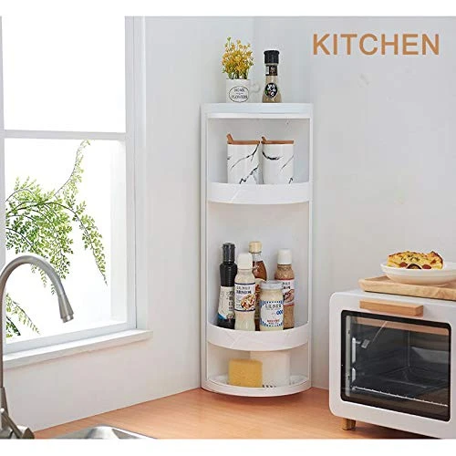 Bretoes Multifunction Bathroom Kitchen Corner Locker Cosmetic Storage Rack Cabinet Storage Shelf Rotating Triangle Shelf - Image 4