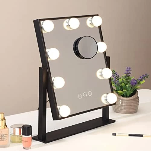 NUSVAN Vanity Mirror With Lights,Makeup Mirror With Lights With 9 Dimmable LED Bulbs, 3 Color Lighting Modes Detachable 10X Magnification Mirror Touch Control,360°Rotation - Image 6