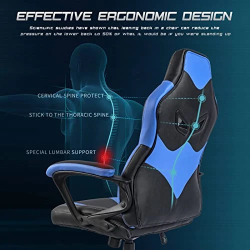 JOYFLY Gaming Chair, Gamer Chair For Adults Teens Silla Gamer Computer Chair Racing Ergonomic PC Office Chair (Blue) - Image 2