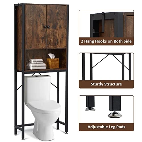 HLXZN Over The Toilet Storage Cabinet - Bathroom Space Saving Storage Organizer Cabinet, Bathroom Organizer Shelf, Toilet Storage Rack - Image 4