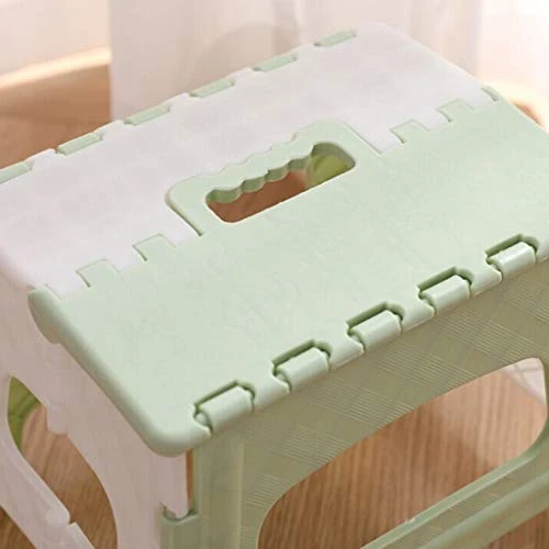 Folding Step Stool With Portable Handle - Non-Slip Folding Stools - Compact Plastic Foldable Step Stool For Bathroom,Bedroom, Kitchen - Portable Folding Step Stool - Image 4