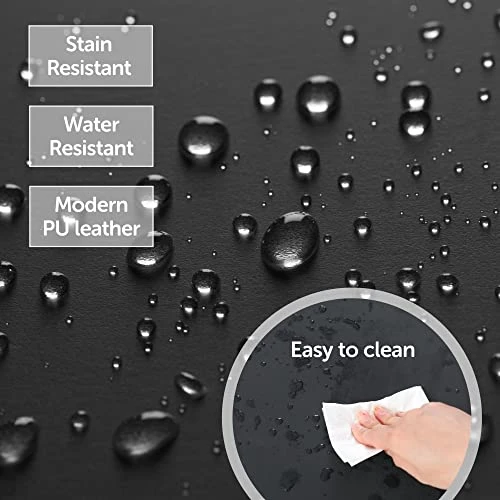 HERA'S PALACE Bar Stool Counter Height Modern Barstools Bar Height Without Back, 24" Leather Bar Chairs Industrial With Footrest For Kitchen, Living Room, Dining Bar, Indoor, Black - Image 4