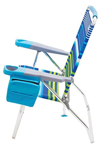 Rio Brands Rio Beach 4-Position 17" Tall Folding Beach Chair - Stripe, 17" Extended Height 4 Position Folding Beach Chair - Image 3