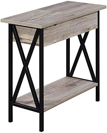 Convenience Concepts Tucson Flip Top End Table With Charging Station And Shelf, Cherry/Black - Image 3