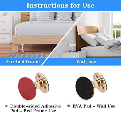 Anpress 4Pcs Headboard Stoppers Bed Frame Anti-Shake Tool Adjustable Threaded Bed Stoppers Telescopic Bed Wall Stopper Bedside Antishake Support Stabilizer For Beds, Cabinets, Sofas, Table (32-106mm) - Image 4