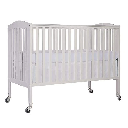 Dream On Me Folding Full Size Convenience Crib In Natural, Two Adjustable Mattress Height Positions, Comes With Heavy Duty Locking Wheels, Flat Folding - Image 8