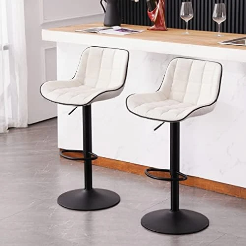YOUNUOKE Black Bar Stools Set Of 2 Modern Upholstered Counter Height Barstools With Back Adjustable Swivel Bar Stool PU Leather Bar Chair Stools For Kitchen Islands - Image 7