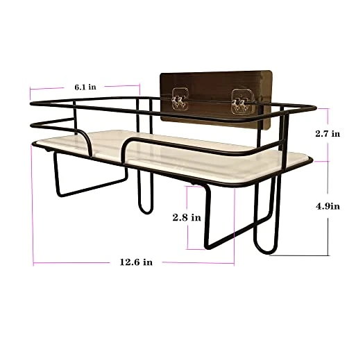 VOHYOV Over The Toilet Storage Shelf Bathroom Shelves For Storage Organizer Punch-Free Toilet Paper Holder With Shelf Wall Mounted Storage Shelves With Metal Frame Space Saver Black - Image 3