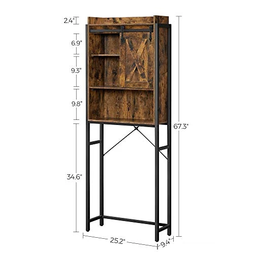 VASAGLE Over The Toilet Storage, Over Toilet Bathroom Organizer And Space-Saving Rack, Freestanding Bathroom Shelves, Rustic Brown And Black UBTS003B01 - Image 3