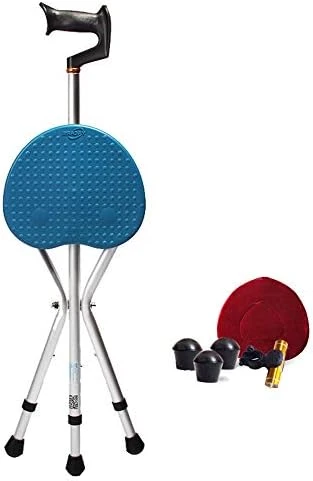 Heavy Duty Walking Cane With Folding Seat 440 Lbs (Blue) - Image 6