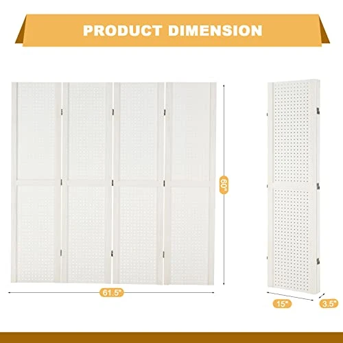 Haddockway 4 Panel Pegboard Display 5 Ft Folding Privacy Screen Wood Room Divider Portable Freestanding Display Board Wall Organizer For Craft Show, Jewelry, Retail, Cloth - Image 3