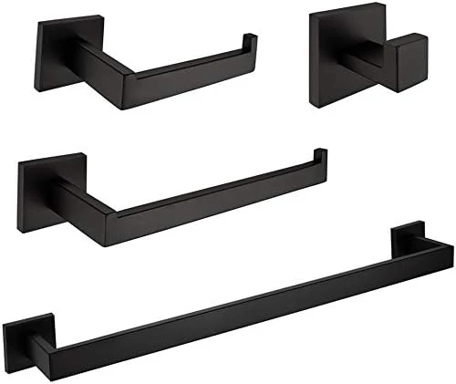 VELIMAX Premium Stainless Steel 4 Pieces Bathroom Hardware Accessories Set Wall Mounted Towel Bar Set, Matte Black, 23.6-Inch - Image 8