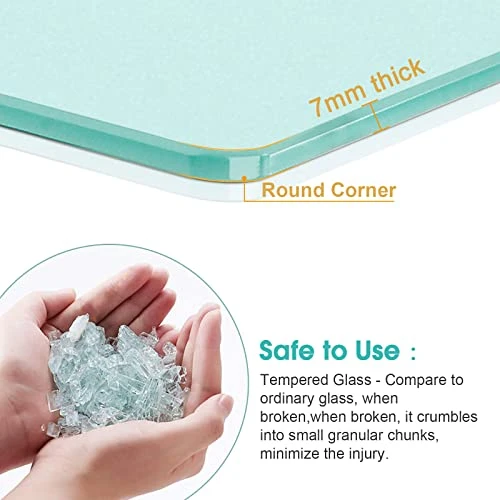 HOMEIDEAS Bathroom Glass Shelf - 16.5 Inch Tempered Glass, Wall Mounted Brushed Nickel Shelf - Rustproof SUS 304 Stainless Steel Frosted Glass Shelf - Image 3