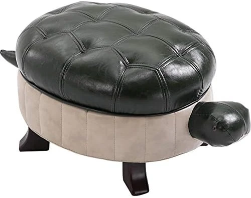 Kelendle Animal Footstool Turtle Upholstered Ottoman PU Leather Pouf Wood Foot Stool Rest For Living Room Bedroom Sofa Bench Seat Chair, Grass Green, Large - Image 13