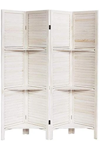 Happygrill 4-Panels Wooden Room Divider With Display Shelf, Folding Privacy Room Dividers Screen For Home Office, 5.6 Ft Tall
