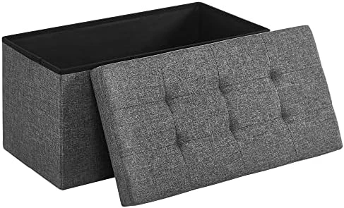 SONGMICS 43 Inches Folding Storage Ottoman Bench, Storage Chest, Foot Rest Stool, Bedroom Bench With Storage, Holds Up To 660 Lb, Dark Gray ULSF77K - Image 9