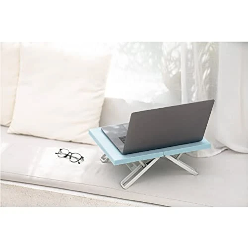 Maarch Small Folding Table, Portable Beach Table, Tray Table, Foldable Low Picnic Camping Table For Sitting On The Floor, Light Blue - Image 5