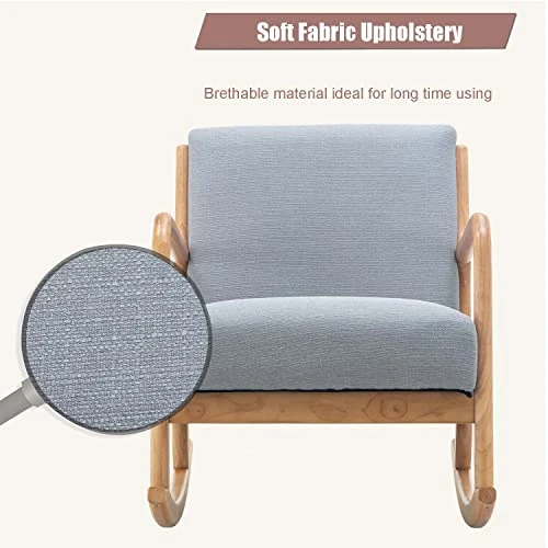 Altrobene Modern Rocking Chair, Accent Chair Glider Rocker, Lazy Lounge Arm Chair For Baby Nursery/Living Room/Bedroom, Grey, Waist Pillow Included - Image 5