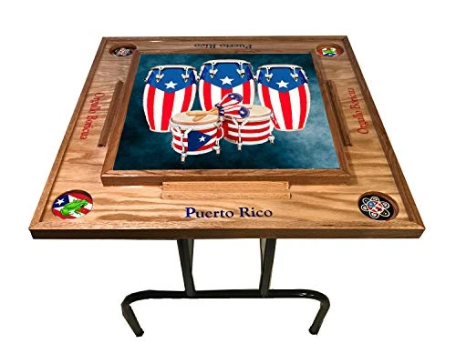 Puerto Rico Domino Table Congas Full (Natural)