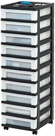 IRIS USA Craft Plastic Organizers And Storage, Rolling Storage Cart For Classroom Supplies, Storage Organizer For Art Supplies, Drawer Top Organizer For Small Parts, 4 Drawer, Black/Pearl - Image 10