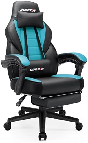 BOSSIN Gaming Chair, Leather Computer Desk Chair With Footrest And Headrest, Ergonomic Heavy Duty Design, Large Size High-Back E-Sports, Big And Tall Gaming Chair - Image 11