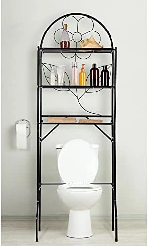 J&V TEXTILES 3-Shelf Bathroom Organizer Over The Toilet, Bathroom Spacesaver (Silver)* - Image 5