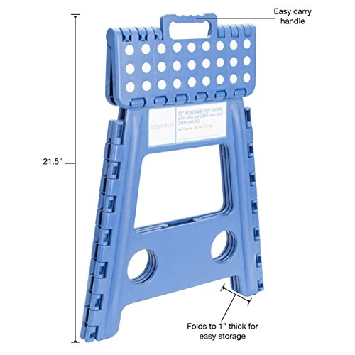 ESSENTIALS 21048 15β Folding Step Stool, Wide Folding Step Stool, Plastic Step Stools For Adults, Garden Step Stool, Foldable High Stool, Blue - Image 3